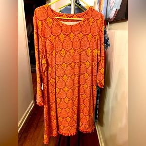 Spartina 3/4 Sleeve Island Fringe Dress